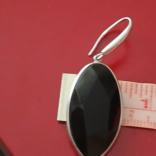 Earrings 5 cm silver 925 and obsidian A quality like new