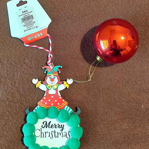 Harlequin Christmas ornament with vintage ball