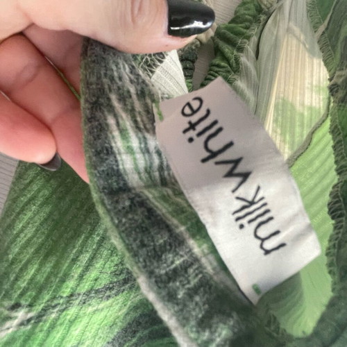 MilkWhite long dress like new, straight cut, white and green
