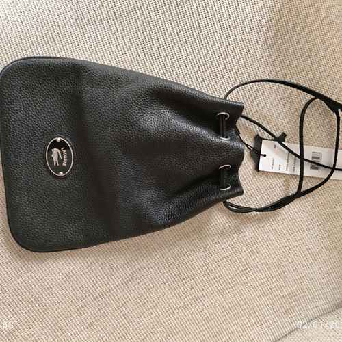 Lacoste leather bucket bag black, new with tags