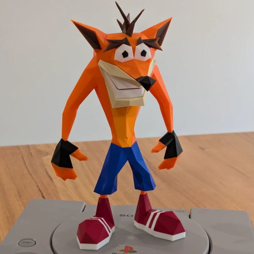 Crash Bandicoot Figure Low Poly PS1 23cm new