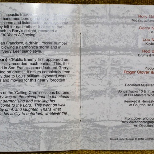 Rory Gallagher Calling Card CD άλμπουμ μεταχειρισμένο, επανέκδοση