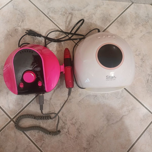 Nail drill and UV LED nail lamp set