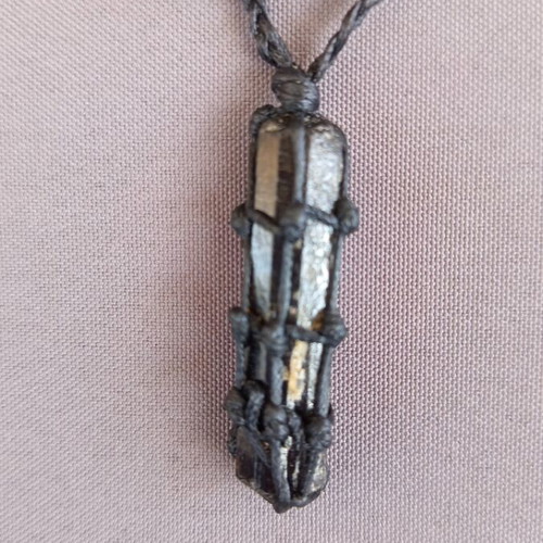 Handmade necklace with black tourmaline and natural crystal