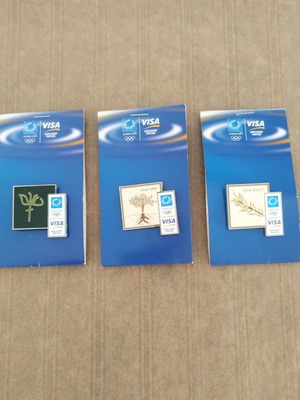 Σετ χορηγικά pin Visa Αθήνα 2004 με pin Ολυμπία καινούργια