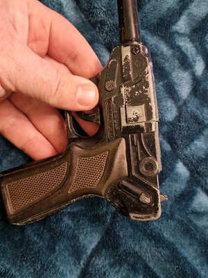 Metal toy gun for caps used, moderate condition