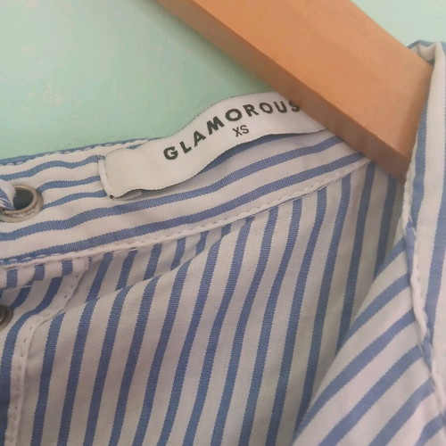Glamorous shirt like new, size xs/m, white and blue