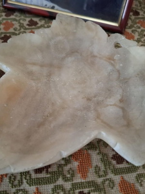 Carved Marble Plate Ampelofylo like new, alabaster
