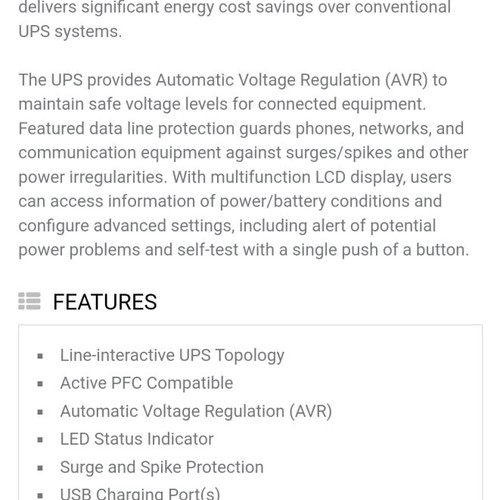 CyberPower CP1300EPFCLCD UPS Line-Interactive 1300VA 780W used with 6 Schuko outlets