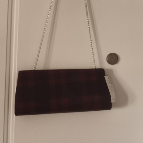 Vintage shoulder bag new, checkered cherry and black with chain