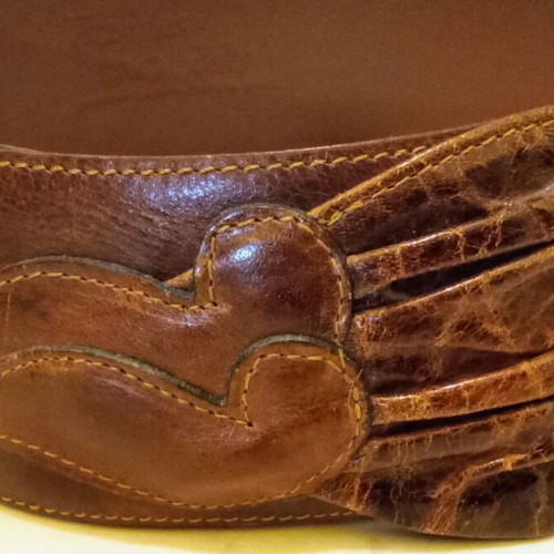 Handmade Vrasidas wide belt, genuine leather, like new, brown