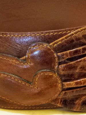 Handmade Vrasidas wide belt, genuine leather, like new, brown