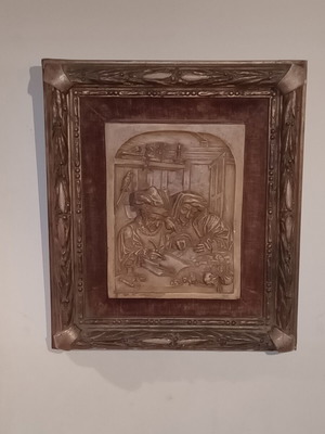 Sculpture painting used, plaster, 77cm x 69cm