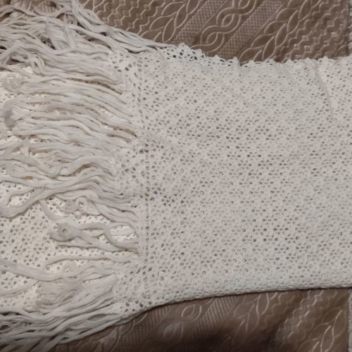 Scarf old embroidery from the 1950s like new, beige