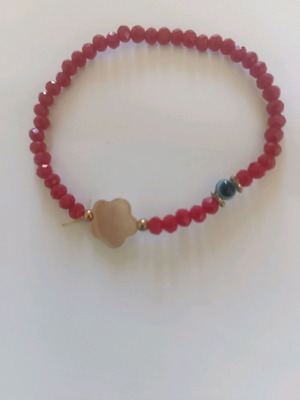 Bracelet with red beads and evil eye new