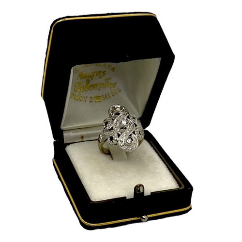 18k Art Deco ring new with brilliant diamonds