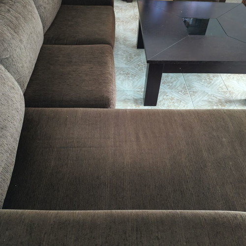 4-seat corner sofa with dark brown fabric upholstery