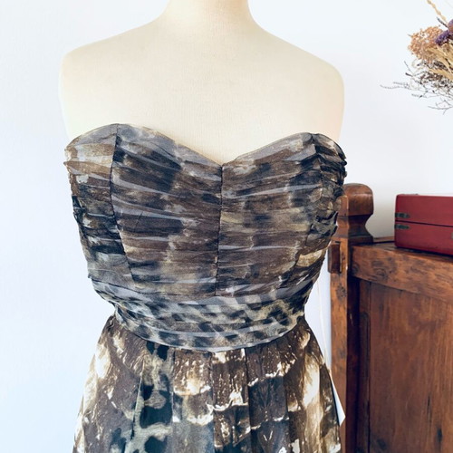 Veloudakis Strapless One-Piece Jumpsuit Animal Print New, Size M