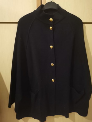 Parfois dark blue cape-jacket with gold buttons