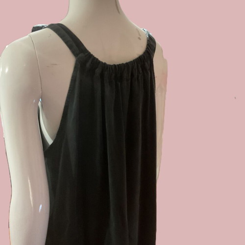 Vstyle dress midi anthracite with rhinestone logo, like new