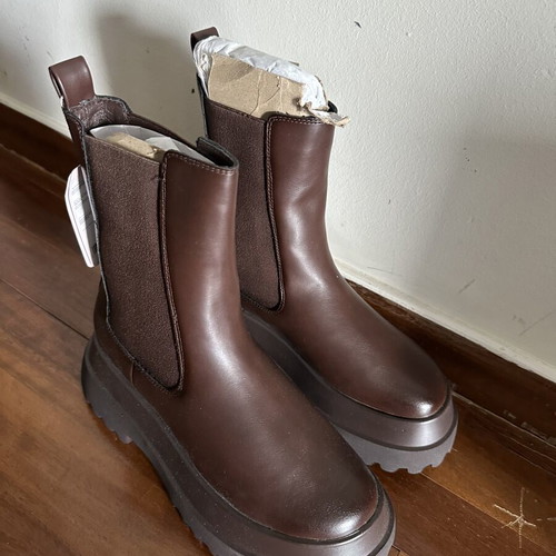 Deezee women's winter ankle boots size 38, dark brown flatform