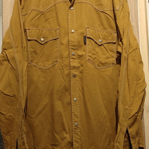 St Moritz men's cotton shirt mustard/brown medium