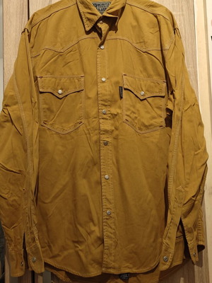St Moritz men's cotton shirt mustard/brown medium
