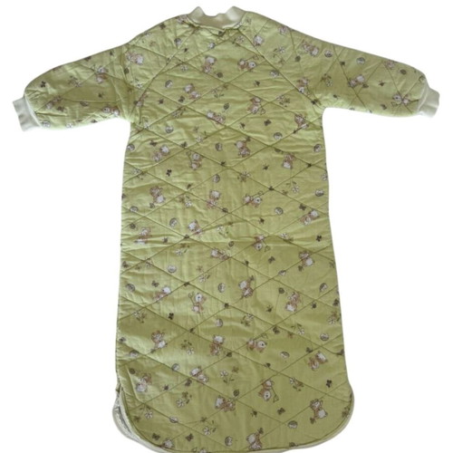 Baby quilted sleeping bag used, 0-6 months, green with bears
