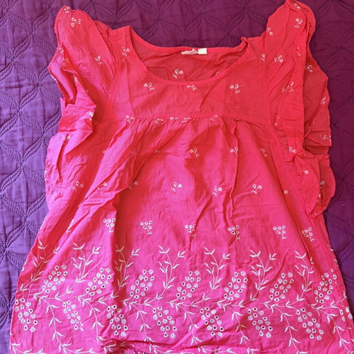Gap sleeveless blouse with embroidery, pink, size M