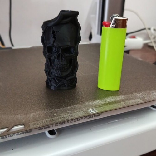 Lighter case for Bic with skull design in black, white and gray