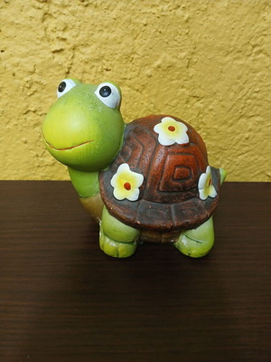Clay turtle used, jumbo decorative with minor wear