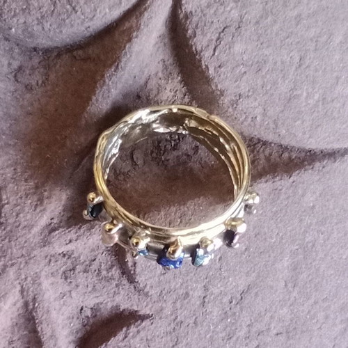 925 silver ring with multicolor dichroic glass, handmade, size 57