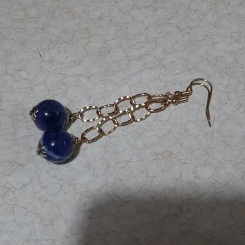 Jewelry set with sodalite in steel, necklace length 80 cm, new