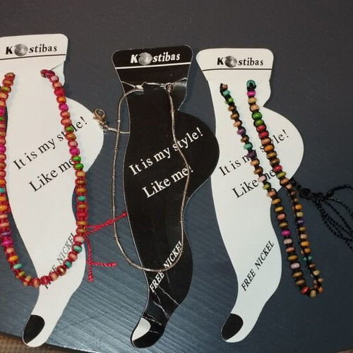 Kostibas anklet and foot bracelet set, 3 pieces