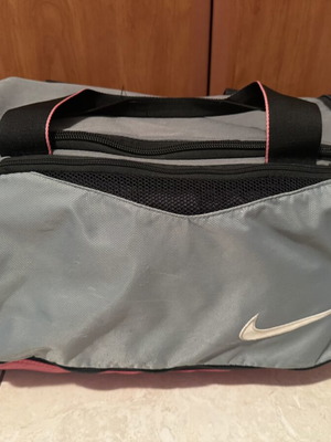 Nike Brasilia sports bag used, gray and fuchsia