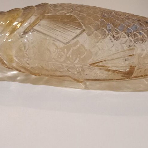 Glass bottle in fish shape used