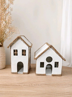 Decorative houses new, handmade plaster, set of 2 pieces