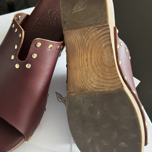 Ancient Greek Sandals leather clogs, brown, size 38
