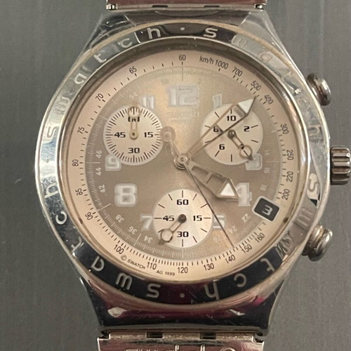 Swatch Irony Chrono men's silver watch like new vintage