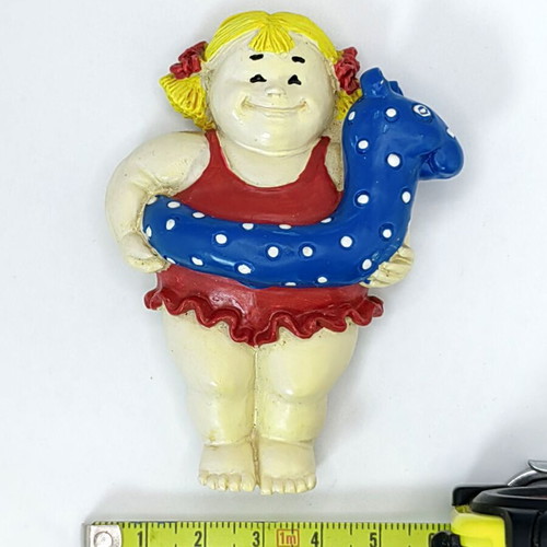 Vintage Ceramic Fridge Magnets Girl and Boy with Swimsuits like new