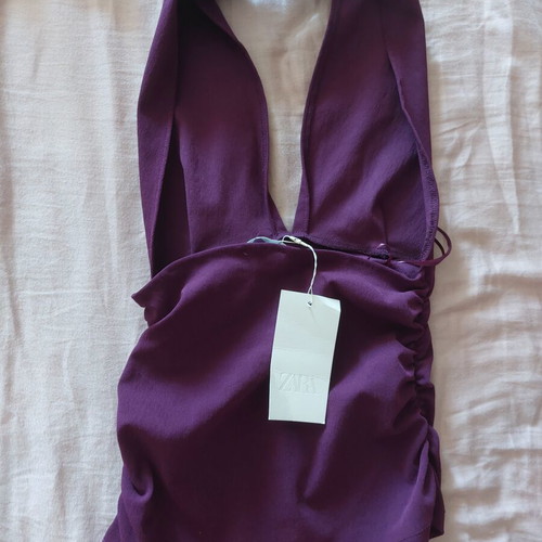 Halterneck top medium, purple, Zara