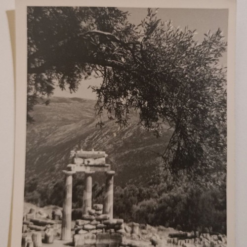 Postcard Delphi - Tholos of Athena Pronaia used, black and white