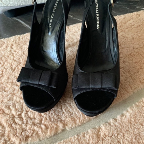 Fratelli Karida shoes size 39, like new, black satin 12cm heels
