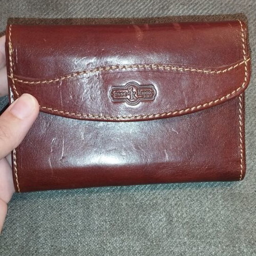 Esse Kappa men's leather wallet, brown, vintage style