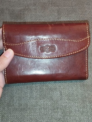 Esse Kappa men's leather wallet, brown, vintage style