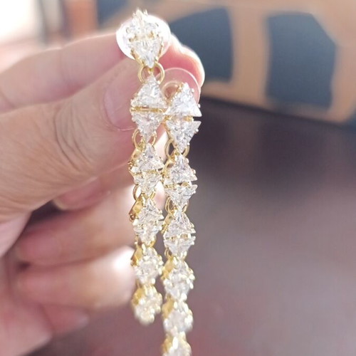 Dangling earrings with white rhinestones new