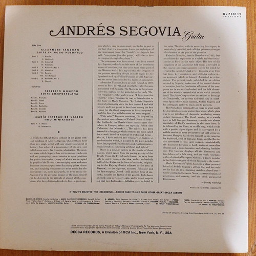 Segovia Suite In Modo Polonico LP 33rpm like new, classical music
