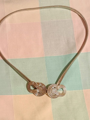 Metal belt silver like new, thin elastic, size 65cm