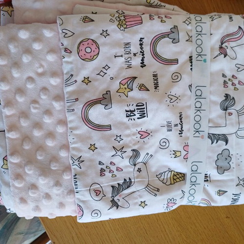 Handmade double-sided baby crib blanket with 100% cotton and mink velvet, new
