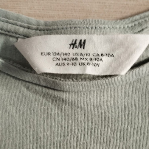 H&M Summer T-shirt for Girl 8-10 Years used, olive with daisy design